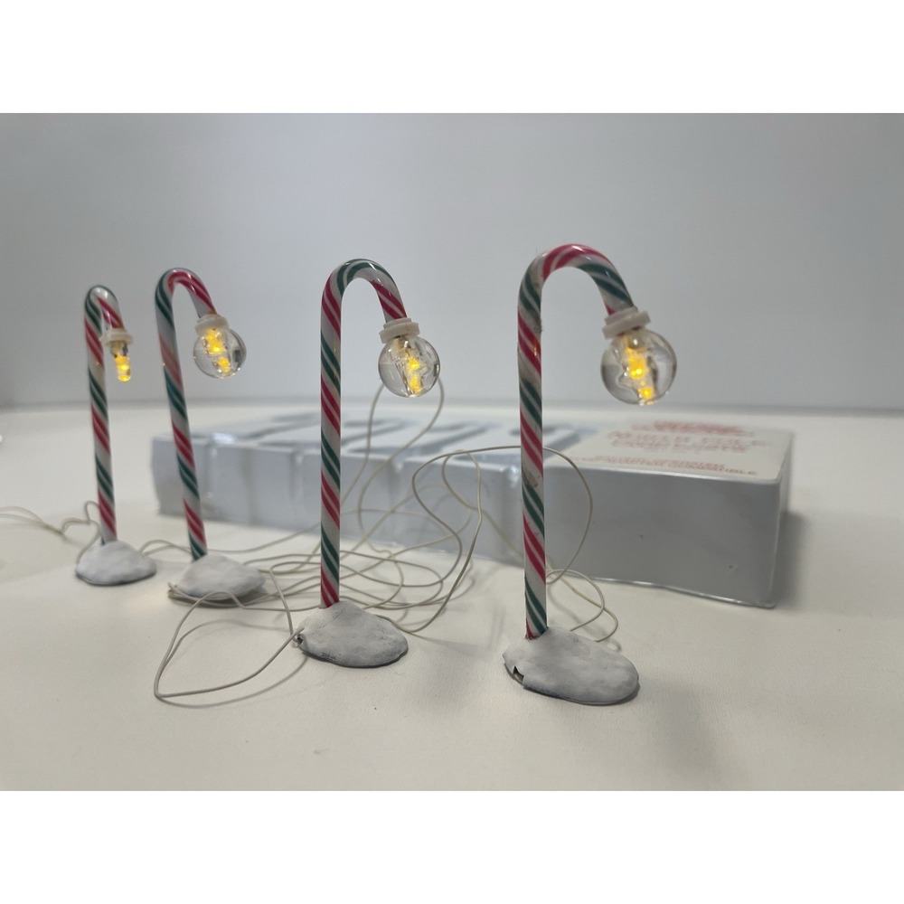 Department 56 North Pole Candy Cane Lamp Posts Heritage Village Set of 4 - Picture 6 of 7